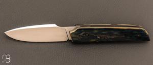 Couteau  " Art Dco " custom ivoire de mammouth et RWL-34 par Christophe Arbogast
