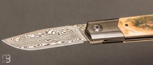  Couteau "Barlow" custom par Romain Lopez - Ivoire de mammouth et Damasteel