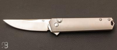 Couteau Böker Plus  Kwaiken Push Button Flipper  Titanium design par Lucas Burnley - 01BO619