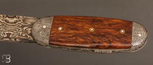  Couteau " Bouledogue" de Jean Pierre Veysseyre - Bois de fer et lame damas 