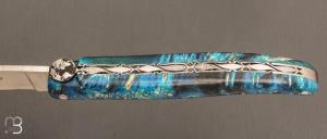   Couteau Laguiole en Aubrac Collection Cosmos modèle " Terre " - Loupe de sureau bleue