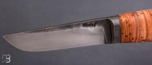   Couteau " F " droit de Frédéric Maschio - écorces de bouleau