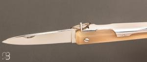 Couteau de poche Facette corne blonde 12cm avec anneau par J. Mongin