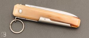 Couteau de poche Facette corne blonde 12cm avec anneau par J. Mongin