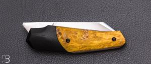    Couteau " Front-flipper custom " par Fabio Pitton - Loupe d'érable stabilisée et lame en M390