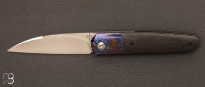 Couteau  "Gentleman" custom par Maxime Belzunce - Fibre de carbone et Timascus