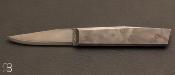 Couteau " Hemi " pompe arrière lame suminagashi par Nicolas Couderc
