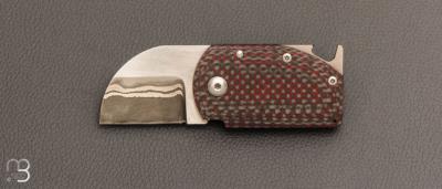     Couteau "Hérisson" custom par Alain André - Carbone rouge