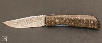    Couteau " Imvubu " par Des Horn - Fatcarbon "Unigold" et lame en damasteel