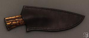   Couteau " Intégral " fixe de Camille Sennegon -Bois de cerf et lame en W1