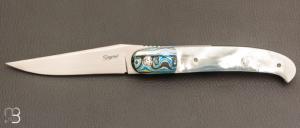     Couteau  "  Interprétation Laguiole " custom de Stéphane Sagric - Nacre et RWL34