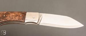 Couteau  " JB  " pliant de Fabrice Cotroneo - Loupe de Noyer et Suminagshi SG2