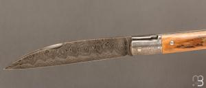   Couteau  " Laguiole Droit " custom de Jérôme Bellon - Mammouth et damas