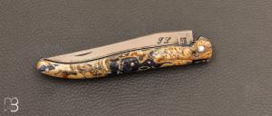 Couteau " Laguiole " custom de Jérôme Latreille - Loupe de peuplier teinté et stabilisé