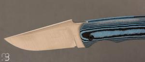 Couteau " Le 05 " par MTBlades Benjamin Thuillier - Paperstone bleu et lame en 14C28