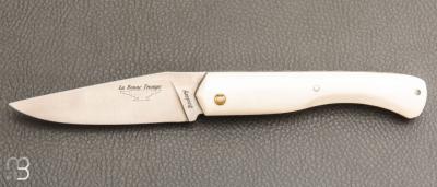   Couteau " Le Boulary " par La Bonne Trempe - Corian blanc et lame en 14c28n
