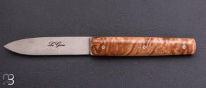 Couteau " Le Gone " mid-tech design d'Eric Depeyre - Peuplier flamm� stabilis� et 12C27