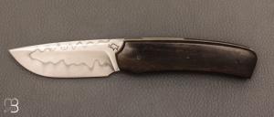  Couteau  "  Liner-lock " custom Ébène et Shirogami par Guy Poggetti