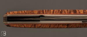Couteau custom   "  Liner Lock" - Koa ondé et lame damas par Guy Poggetti