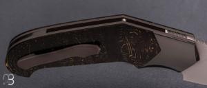    Couteau " Liner lock " custom par Romain Lopez - Fatcarbon light gold et lame en RWL34