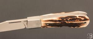   Couteau " Little Bad " custom - Bois de cerf et RWL34 par Franck Souville