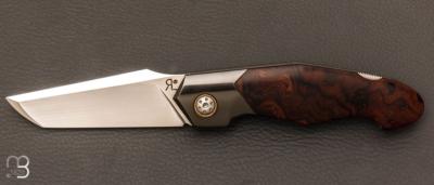   Couteau  "  Lock-Back " custom par Romain Lopez - Bois de fer et lame en RWL-34