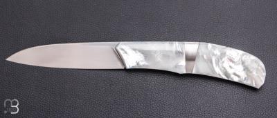      Couteau " Lock-back" custom pliant par Mathis Poujol - Nacre et RWL34