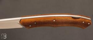   Couteau " Lock-back" custom pliant par Mathis Poujol - Micarta Westinhouse et RWL-34