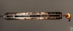  Couteau " Lock-Back " de Philippe Ricard - Ivoire de mammouth/ébène et lame damas plume