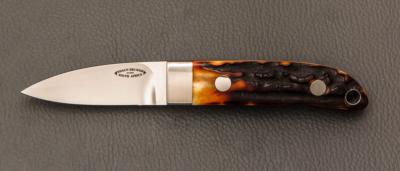   Couteau " Loveless City Knife Design " par Shaun Bruwer - Amber Stag et ATS-34