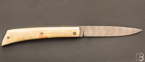    Couteau " Mandrin " de collection par Philippe Voissière - Ivoire de phacochère et lame Damasteel®