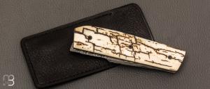  Couteau  "  Mastard " custom par Christophe Arbogast - Ivoire de mammouth et lame damas de F.Keller
