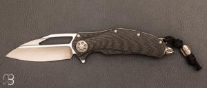   Couteau  "  Mini Matrix - R " Two-Tone Stonewash Titanium/Carbon Fiber par Marfione Custom Knives