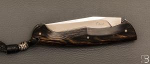    Couteau " Mustang " custom par Frédéric Augé - Ébène blanc et RWL34