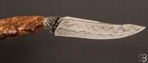   Couteau droit par Nicolas Mestrallet - Atelier du couteau de Vaunaveys - Lame forgée acier damas et loupe d'amboine