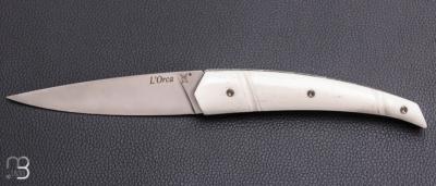   Couteau  " ORCA " pliant par l'Atelier Les 2 Diables - Os et 14c28N