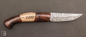 Couteau " Pièce unique " Bois de fer - Damas Mokumé par Manu Laplace - Atelier 1515