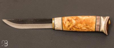 Couteau Puukko carbone-105 bouleau renne / KP26 / KP607