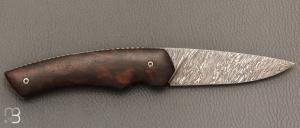   Couteau " Quetsche " Liner-Lock flipper par Louis Contat - Noyer et damas explosion
