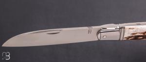 Couteau " Rumilly " par Romain Alvarez - Bois de cerf et lame en RWL34