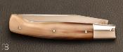 Couteau  " Sarde  " custom en corne blonde par Erwan Pincemin