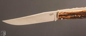   Couteau " Slipjoint " de Jacky Pasquier - Bois de cerf Sambar et lame en RWL34