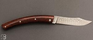    Couteau  de poche le Thiers 11 CM par Cognet - Bois de fer et lame damas