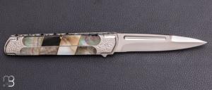    Couteau " Toni " liner-lock custom par Koji Hara - Nacre noire