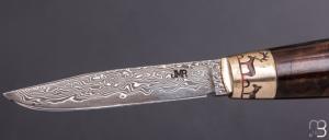 Couteau Tonneau par Jean Michel REMAUD - Ronce de noyer et lame damas