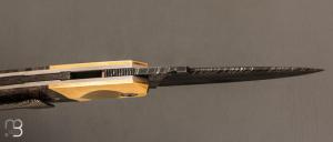    Couteau " Typhon 2.0" par Florian Keller - Afzelia xylay stabilisée et lame damas "plume"