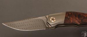    Couteau " XEN " custom par Thierry Savidan - Bois de fer et lame damas Vegas Forge