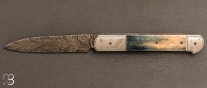    Couteau " Yssingeaux " par Tim Bernard - Ivoire de mammouth et damas plume