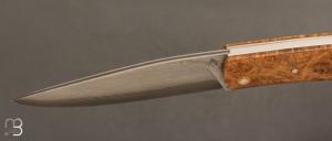   Couteau " Zeul " custom  par Mathieu Gerster - Loupe de robinier et VG10 Suminagashi