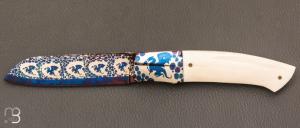     Couteau  "  custom " liner lock par Giuseppe Pala - Damas "dragon"
